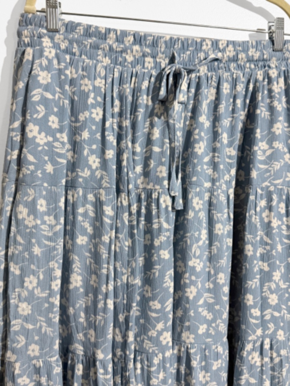 Light Blue Floral Tiered Maxi Skirt - Picture 3 of 12